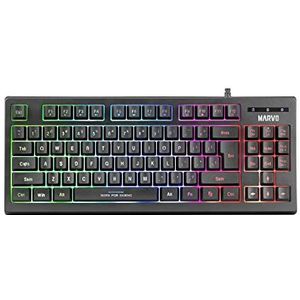 MARVO K607 Compact gaming-toetsenbord - TKL-formaat, 3 kleuren led-achtergrondverlichting met instelbare helderheid, anti-ghosting-toetsen, USB 2.0-aansluiting, Britse lay-out