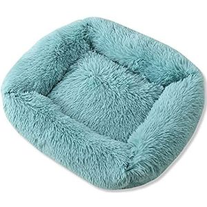 Aliuciku Warme Winter Vierkante Slapende Hond Bed Wasbare Kat Mat Mand Voor Grote Honden Puppy House Nest Kussen Bank (Kleur: Blauw, Maat: S)