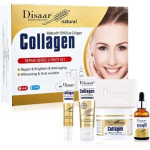 Collageen huidverzorging set - Serum; oogcrème; body crème; zonnebrand lotion en zeep