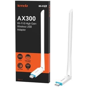 Tenda U2 AX300 instapmodel Wi-Fi 6 WLAN-stick, USB-adapter, alleen 2,4GHz, 6dBi antenne, plug & play, access point-modus, WPA2, USB 2.0, voor pc/desktop/laptop, ondersteunt Windows7/10/11/ Linux 3.10+