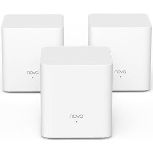 Tenda Nova MX3 Mesh WLAN WiFi 6-systeem, AX1500 Dualband WLAN Mesh Repeater & Router compatibel met Amazon Alexa, afdekking tot 300 m², eenvoudige installatie, OFDMA en MU-MIMO, verpakking van 3 stuks