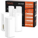 Tenda Nova MX12 Mesh WLAN 6 systeem - AX3000 Dual Band WLAN Mesh System - Bereik tot 650 m² en 160 apparaten - 9X Gigabit Port - Vervangt WLAN-router en repeater - Compatibel met Alexa - 3-pack