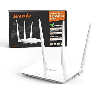 Tenda F3 N300 WLAN-router voor aansluiting op kabel/DSL of glasvezelmodem (300Mbit/s via WLAN, 3x LAN-poorten) Drie antennes voor een stabiel netwerkbereik tot 200 m²