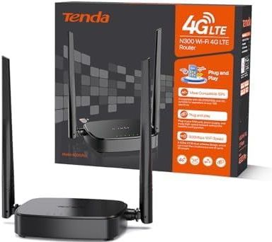 Tenda 4G-router, 4G wifi-box, 150 MP LTE SIM-router, 4G san draadmodem, 2,4 GHz wifi 300 Mpbs, CAT4, 2 externe antennes, Fast Ethernet LAN/WAN-poort, Nano SIM-kaart, plug en play (4G03 Pro)