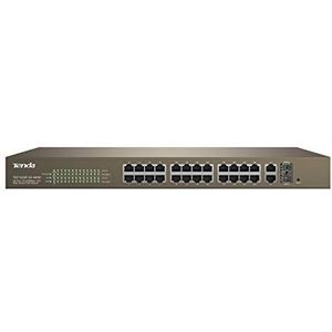 Tenda TEF1226P-24-440W PoE-switch (24x poorten 10/100 MBit/s + 2 gigabit poorten TP/SFP, 40 W pro poort, tot 370m PoE)