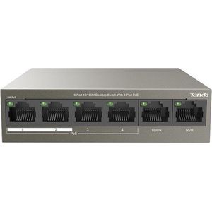 Tenda - TEF1106P-4-63W - PoE-Switch - 2 Uplink-Poorten - 63W Maximaal Vermogen