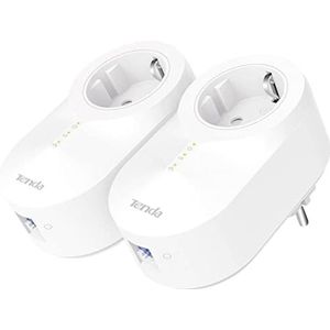 Tenda PH6 set powerline AV1000 WLAN-set gigabit powerline adapter met stopcontact (2 gigabit LAN-poorten,HomePlug AV2,QoS,energiebesparend,compatibel met alle gangbare Powerlan-adapters,set van 2) wit