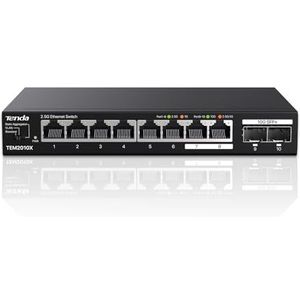 Tenda - TEM2010X - Switch - 8 Poorten 2,5 Gbit/s - 2 Poorten 10 Gbit/s - Metalen Behuizing