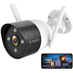 Tenda Outdoor Beveiligingscamera met 2-weg audio, IP66 Weerbestendig, AI Menselijke Detectie & Alarmen, 2.4Ghz Wifi/LAN Camera, 30m Kleuren Nachtzicht, Cloud & SD-kaartopslag, Alexa, CT3