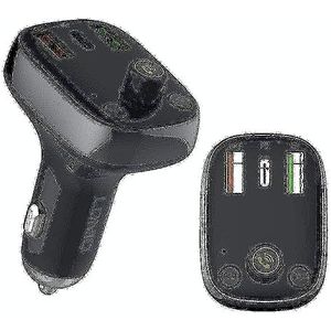 LDNIO C704Q FM Transmitter with Bluetooth, 2x USB, USB-C, and microSD/TF Card Slot (Black)
