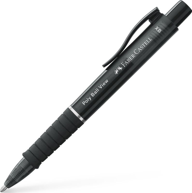 FABER-CASTELL Kugelschreiber Poly Ball View schwarz/transparent, Schreibfarbe: blau, 1 St.