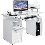 Coast Bureau Computertafel met Uitschuifbare Lade - 120 x 55 x 85 cm - Wit