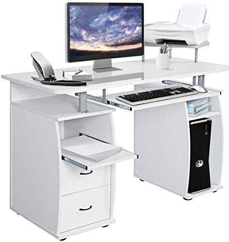 Coast Bureau Computertafel met Uitschuifbare Lade - 120 x 55 x 85 cm - Wit