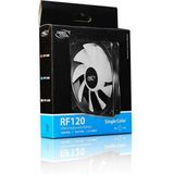 DeepCool RF120 witte ventilator met 4 witte leds, 120 mm, stil, voor pc, computer, gaming, 1300 rpm, hoge prestaties, 3 + 4 pins, 1 x RF120 120 mm ventilator