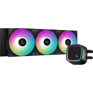 DeepCool LE720 - Vloeistofkoelsysteem processor - afmeting radiator: 360 mm - (voor Intel LGA 1700, 1200, 115x - AMD AM5, AM4) - 3x 120 mm PMW RGB Fans - aluminium - 4-pins PMW - zwart