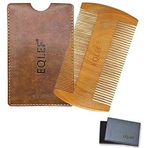 EQLEF® Houten Baard en Snor Kam - Niet-Statisch Groen Sandelhout Handgemaakt (9 cm)
