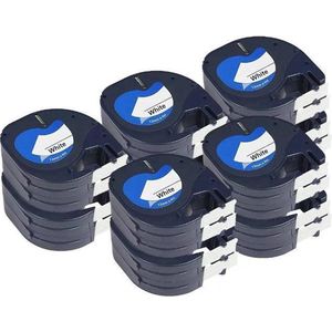 20x Dymo Compatible Letratag tape 91201 Wit 12mm X 4m voor Dymo LetraTag LT-100H/LT-100T/LT-110T/QX 50/XR/XM/2000/Plus Label Makers