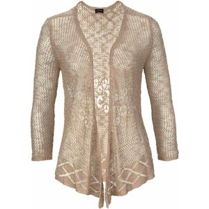 Zand - Vest - Luchtige Haak-Look - Lange Mouwen - Losse Pasvorm