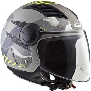 LS2 Helm Airflow Camo OF562 mat titanium / geel maat S