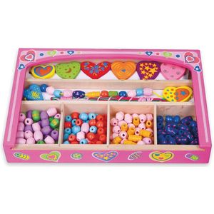 Viga Toys - Houten rijgkralen set - Hart