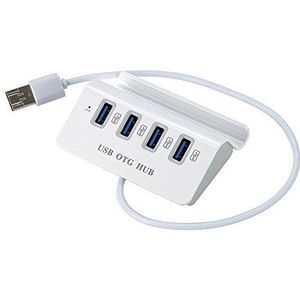 4-poorts USB 2.0 OTG HUB, GZCRDZ Micro-usb 2 in 1 Splitter Hub Smartphone Dock & Telefoon Standhouder voor Smart Phone & Computer (Wit)