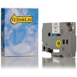 123inkt huismerk vervangt Brother TZe-231 tape zwart op wit 12 mm