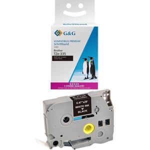 Labeltape G&G 15558 Compatibel vervangt Brother TZe-335 Tapekleur: Zwart Tekstkleur: Wit 12 mm 8 m