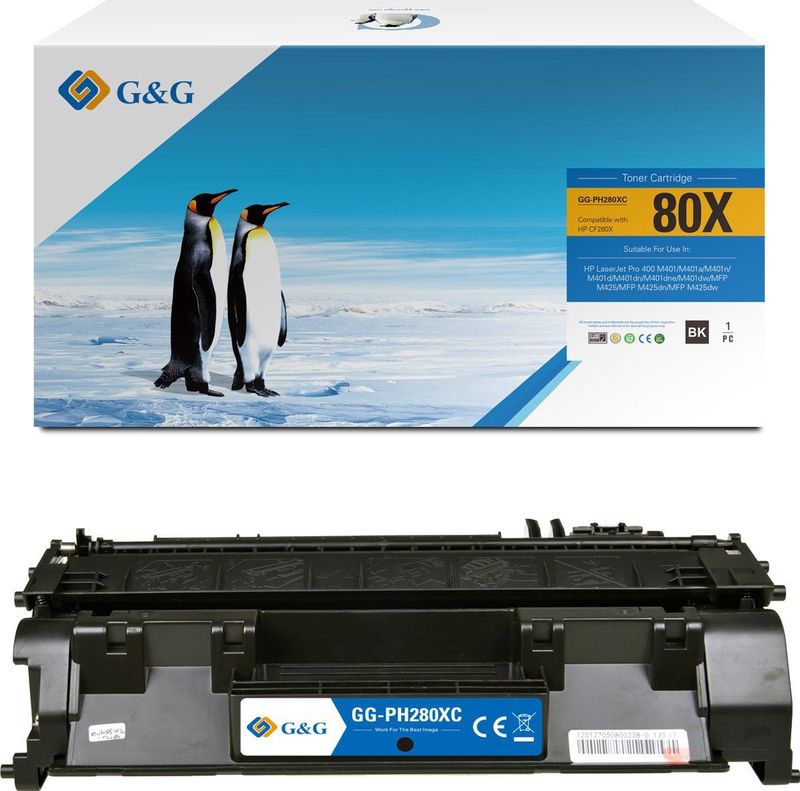 G&G CF280X toner compatibel met HP 80X Tonercartridge Zwart 1 stuck (s) hoge capaciteit Huismerk