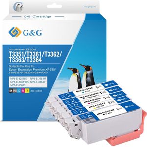 G&G Epson 33 XL - Inktcartridges - Multipack - Zwart - Inhoud: 5 Stuks