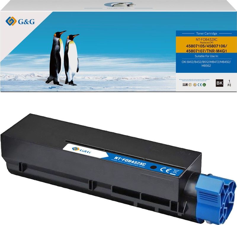G&G - Toner - Zwart - Compatibel met OKI 45807106 - Inhoud: 1