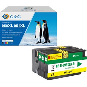 G&G Inktcartridge voor HP 950XL /951XL - /Zwart/Cyaan/Magenta/Geel/ Hoge Capaciteit / 4-Pack - 1P9500