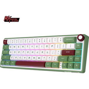 Royal Kludge RKR65 - RGB Mechanisch Gaming Toetsenbord - Met Instelbare Knob - Foam Touch - Hot Swappable Switch - Green Sand - Chartreuse Switches - Inclusief Stofkap