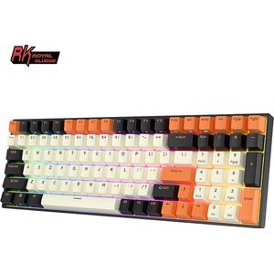 Royal Kludge RK100 - RGB Mechanisch Gaming Toetsenbord - Bedraad en Draadloos - Met Numberpad - TRI Mode - USB C - Bluetooth - 2.4Ghz Adapter - Anti Ghosting - Zwart & Oranje - Brown Switch