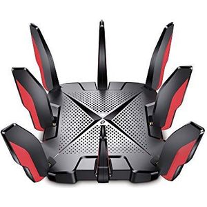TP-Link AX6600 Tri-Band WLAN 6 Gaming Router met 4 x Gigabit poorten + 1 x 2,5 Gbps poort, wifi snelheid tot 6600 Mbps, 2 USB-poorten, Quad-Core CPU, ideaal voor Gaming Xbox/PS4/Steam & 4K (Archer