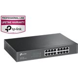 TP-Link TL-SG1016D 16-Port Gigabit Netzwerk Unmanaged Switch (Rackmount, 32Gbit/s Switching-Kapazität, geschirmte RJ-45 Ports, Metallgehäuse, lüfterlos, Plug-und-Play) schwarz