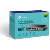 TP-Link - TL-SF1006P - Netwerkschakelaar - Zwart - 6 Havens - 4 PoE+