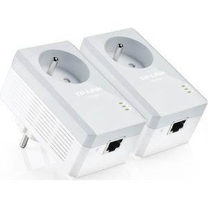 TP-Link Powerline AV500 (500 Mbps), TL-PA4015PKIT, 1 Fast Ethernet-poort, Ingebouwd stopcontact Franse versie, Set van 2 (alleen CPL) Wit