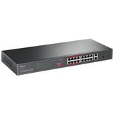 Tp-link - Tl-sl1218p - Switch - Zwart - Niet-beheerd - 16 Poorten