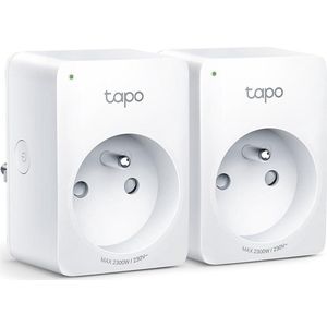 TP-Link Tapo stopcontact met wifi, intelligent stopcontact, compatibel met Alexa en Google Home, 10 A, voor bedienen van koffiezetapparaat, lamp en radiator op afstand, geen hub nodig, Tapo P100 (FR), 2 stuks