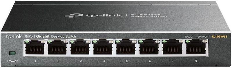 TP-Link - TL-SG108S - Netwerkswitch - Zwart - Stalen Behuizing - 8 Poorten