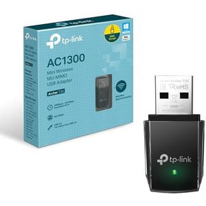 TP-Link AC1300- MU-MIMO -USB-WLAN-Adapter, Kabelgebunden, USB, WLAN, Wi-Fi 5 (802.11ac), 867 Mbit/s, Schwarz