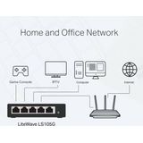 TP-Link - LiteWave LS105G - Unmanaged Switch - Zwart - Energiezuinig