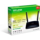 TP-Link Archer MR200 WLAN-router Cat4 AC750 Mbps dual-band 4G LTE (150 Mbit/s downloaden, gelijktijdige dual-band, 300 Mbit/s 2,4 GHz 433 Mbit/s 5 GHz, vrij configureerbare LAN/WAN poort) zwart