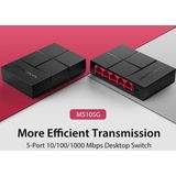 Mercusys - MS105G - Netwerkschakelaar - Zwart - 5 Poorten - 10/100/1000 Mbit/s