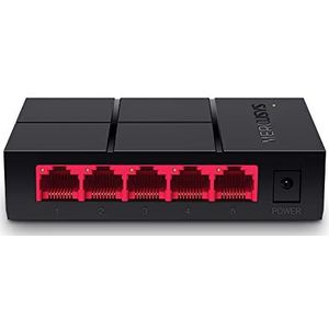 Mercusys Gigabit Ethernet-switch met 5 poorten, 10/100/1000 Mbps, RJ45-switch, plug and play, ideaal voor het delen van verbinding en netwerken voor kleine bedrijven en kantoren, MS105G