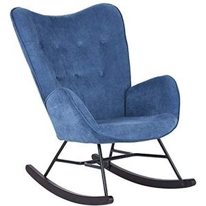MEUBLE COSY,Schommelstoel relaxstoel schommelstoel stoel woonkamer fauteuil Relax Lounge met gewatteerde zitting,68x87x98cm,Blauw