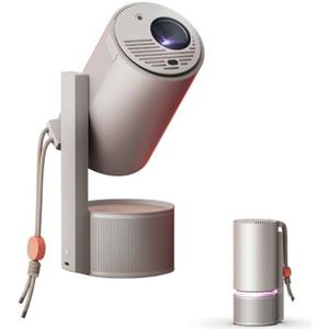 XGIMI MoGo 3 Pro 1080P Mini Projector, Google TV met gelicentieerde Netflix, Ingebouwde verstelbare standaard, Draagbare projector ondersteunt Power Banks, 450 ISO Lumens, ISA 2.0, 2x5W Harman Kardon