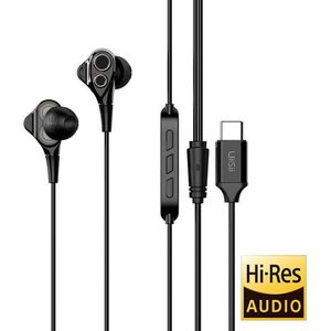 UiiSii C8 Zwart - USB Type C Connectie - Hi-Res Professionele Oortjes met Dual Dynamic Drivers van 6mm