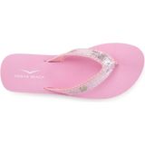 Venice Beach Badezehentrenner, Sandale, Pantolette, Badeschuh ultraleicht mit Glitzerband VEGAN