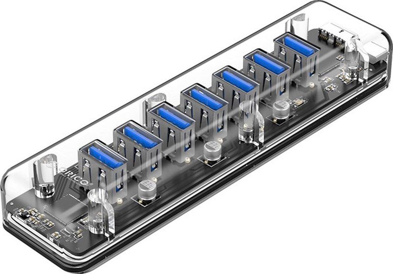 Orico USB 3.0 Hub 7x USB poorten - Transparant